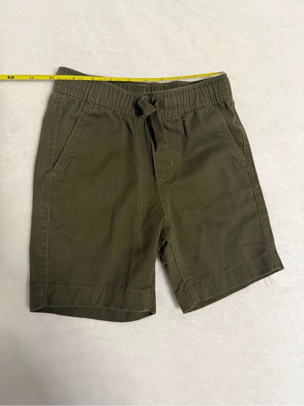 Nautica Boys Size 5 Olive Green Pull On Elastic Waist Chino Shorts Drawstring